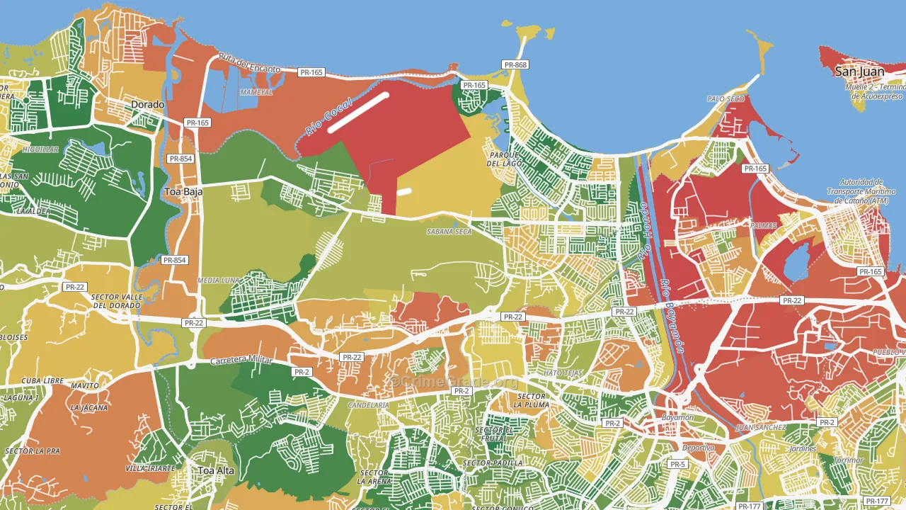 Toa Baja, PR Map of Theft Rates