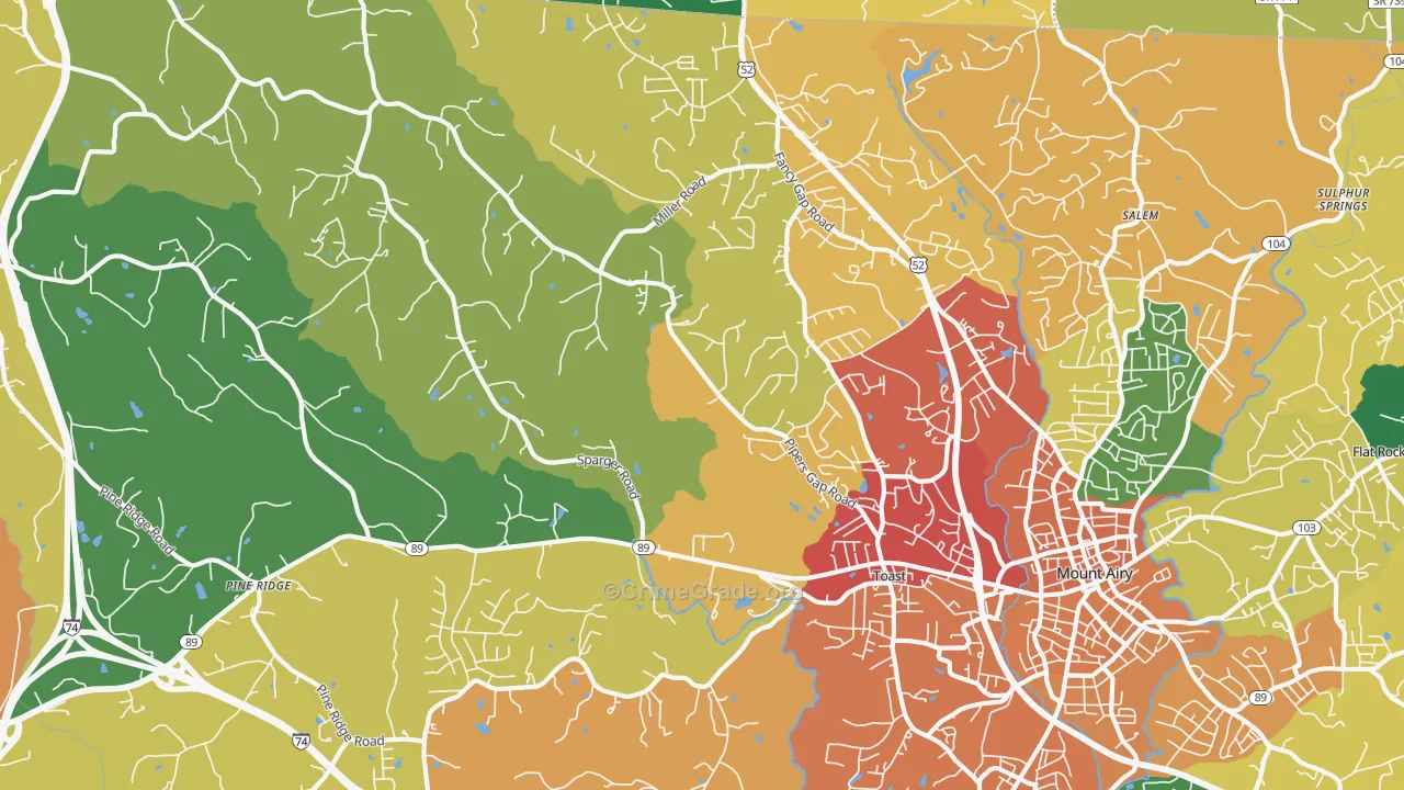 Toast, NC Map of Theft Rates