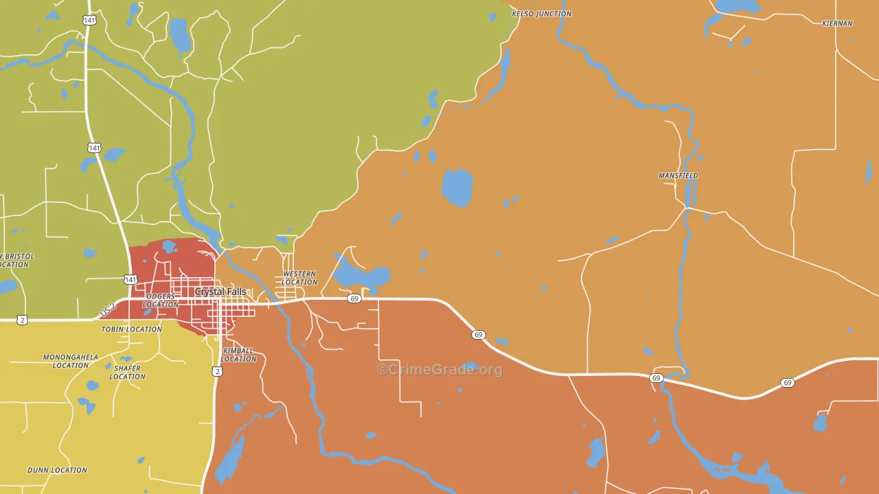Tobin Location, MI Map of Theft Rates