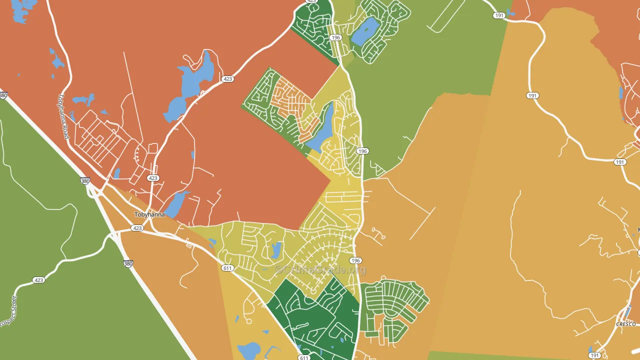 Tobyhanna, PA Map of Theft Rates