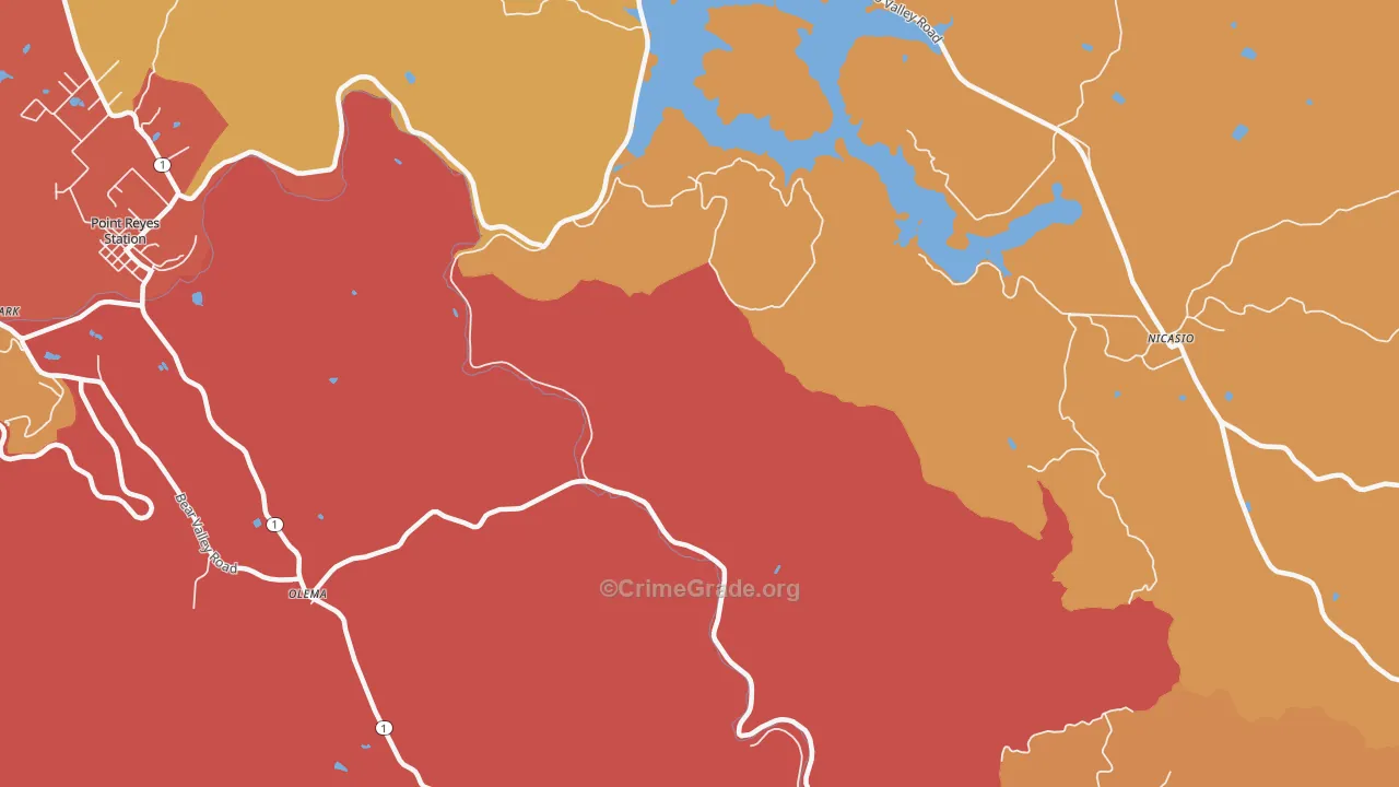 Tocaloma, CA Map of Theft Rates
