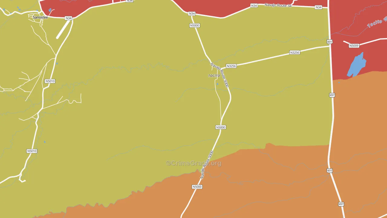 Tocito, NM Map of Theft Rates