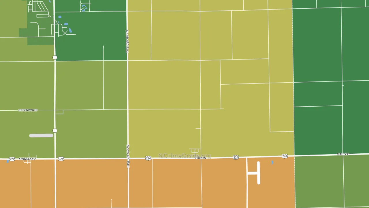 Tocsin, IN Map of Theft Rates