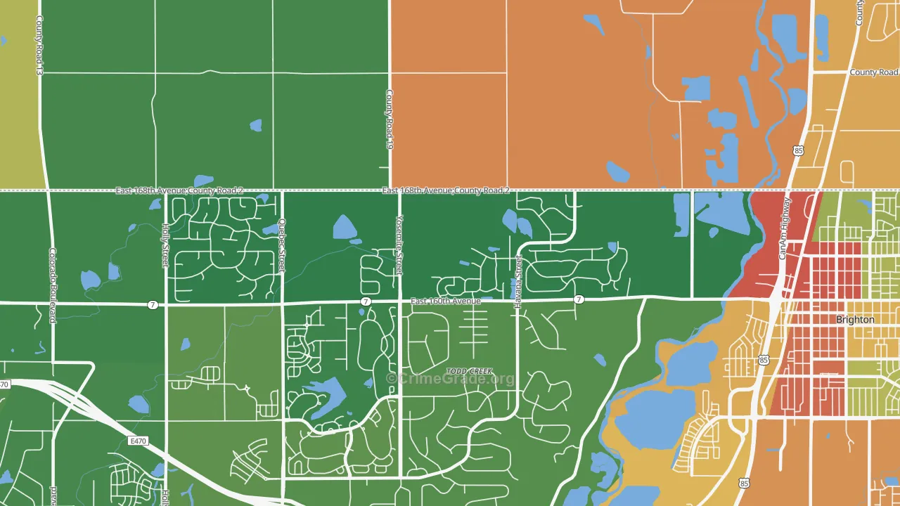 Todd Creek, CO Map of Theft Rates