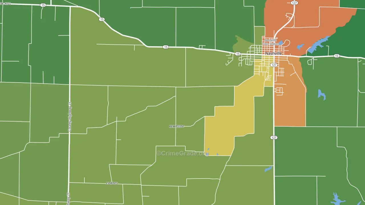 Todds Mill, IL Map of Theft Rates