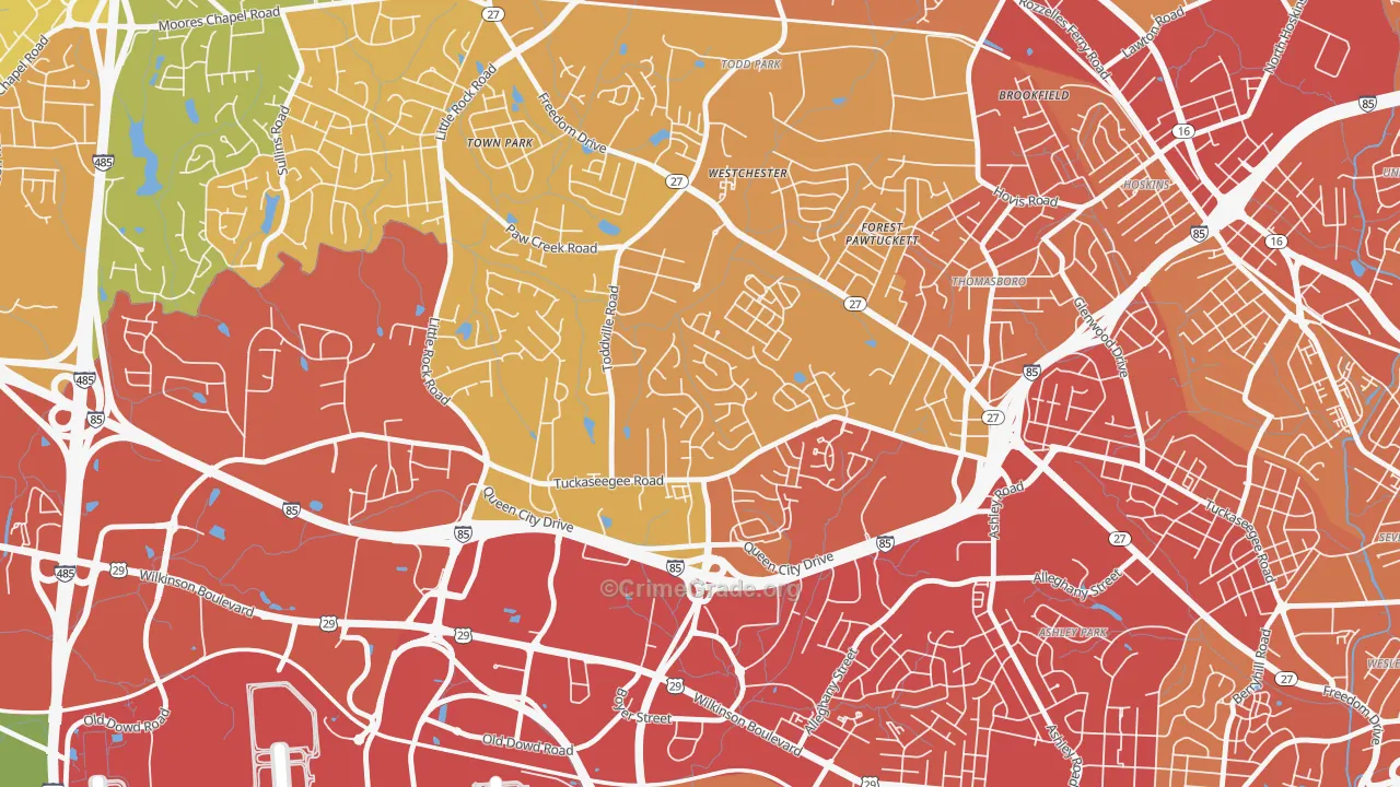 Toddville Road, Charlotte, NC Map of Theft Rates