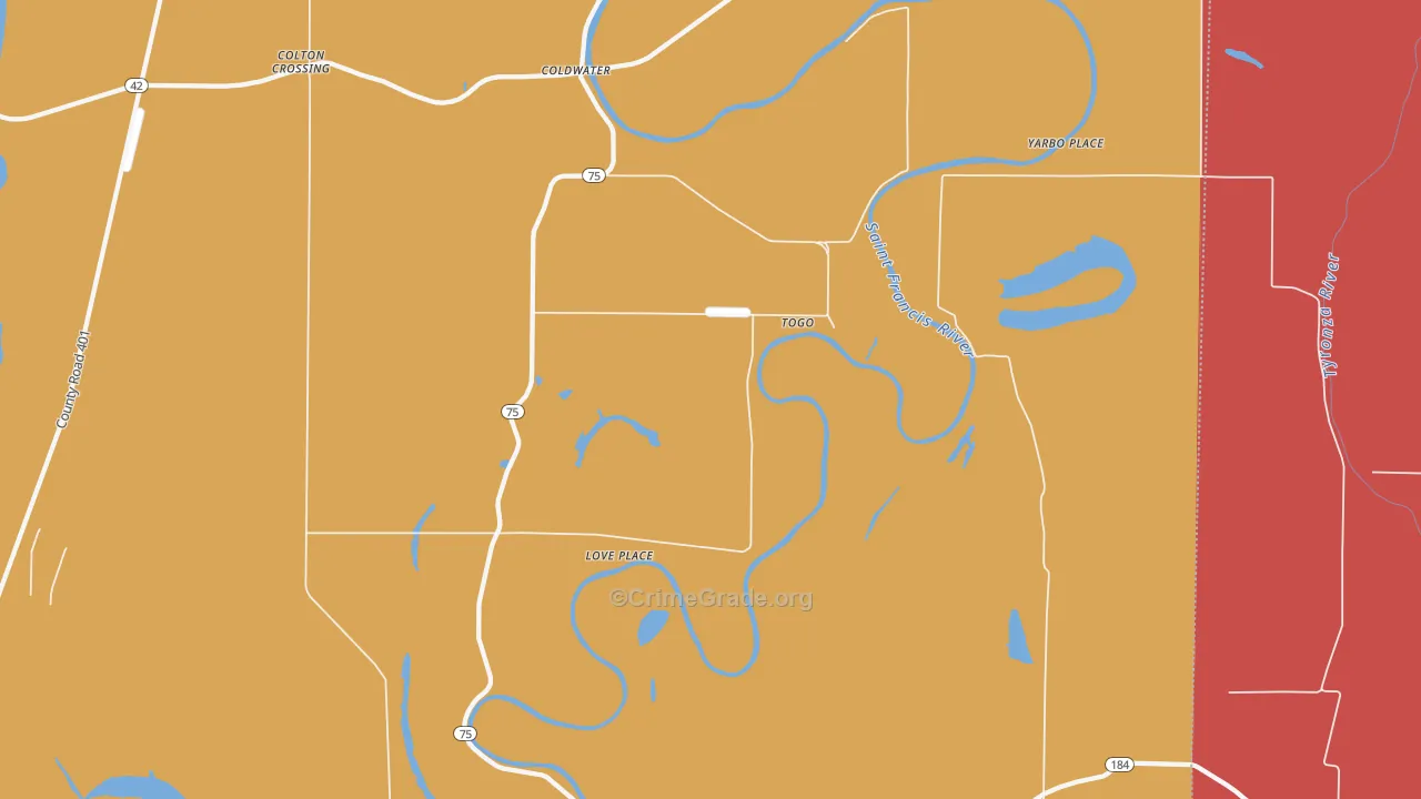 Togo, AR Map of Theft Rates