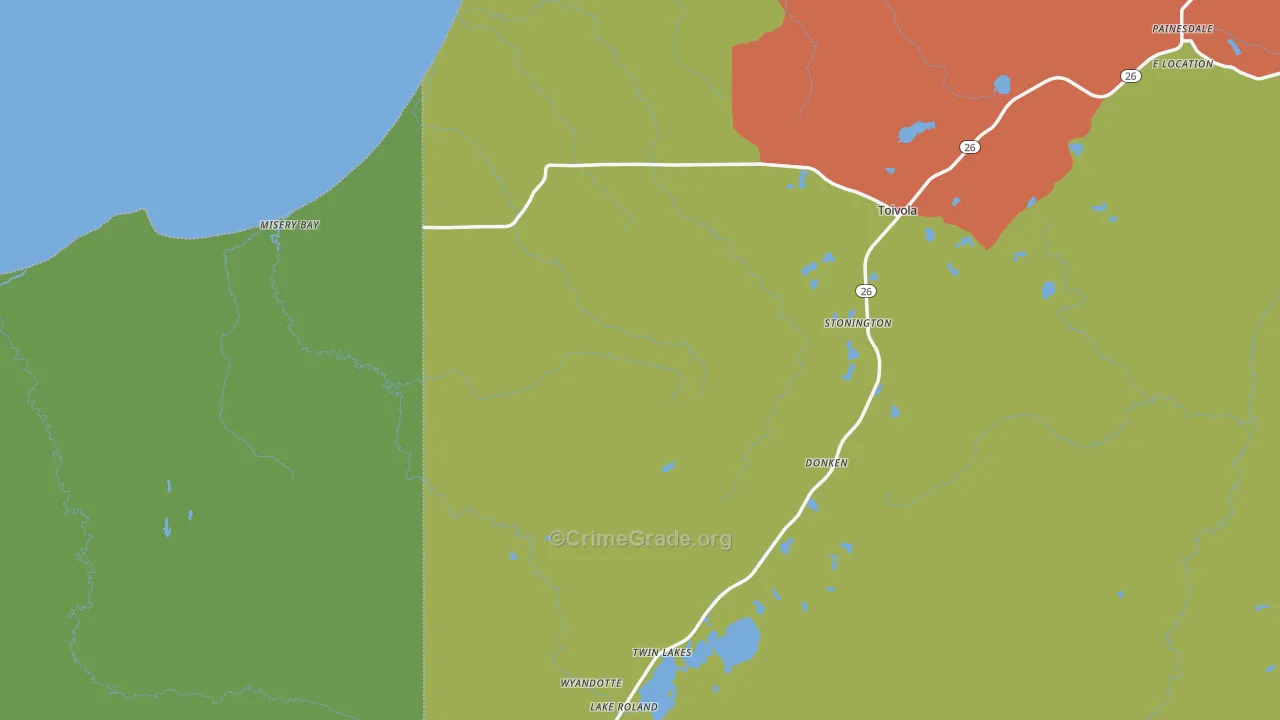 Toivola, MI Map of Theft Rates