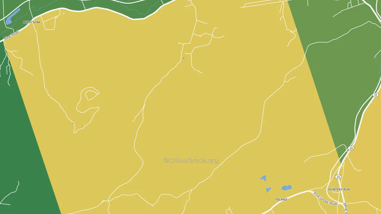 Toland, PA Map of Theft Rates