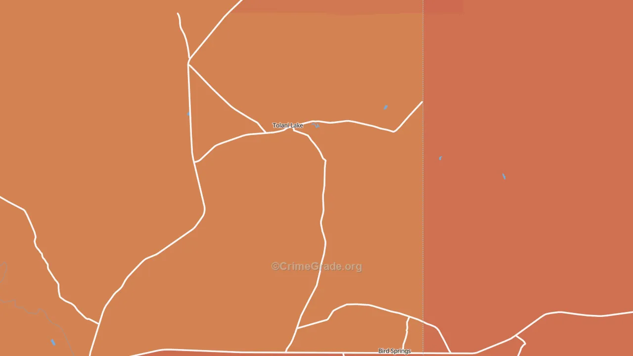 Tolani Lake, AZ Map of Theft Rates