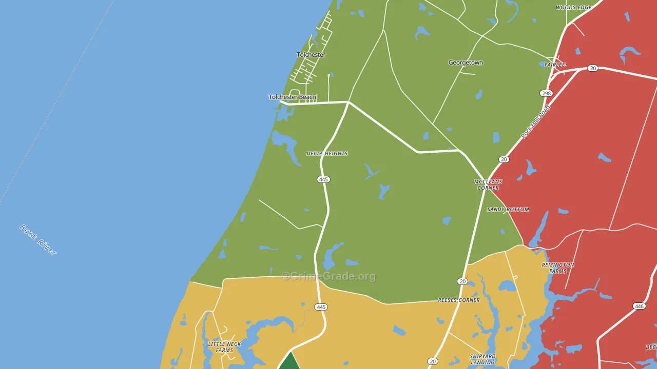 Tolchester Beach, MD Map of Theft Rates