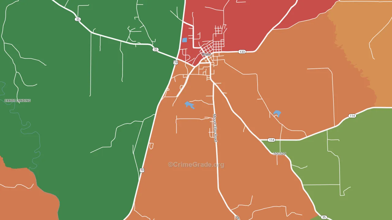 Toledo, AR Map of Theft Rates
