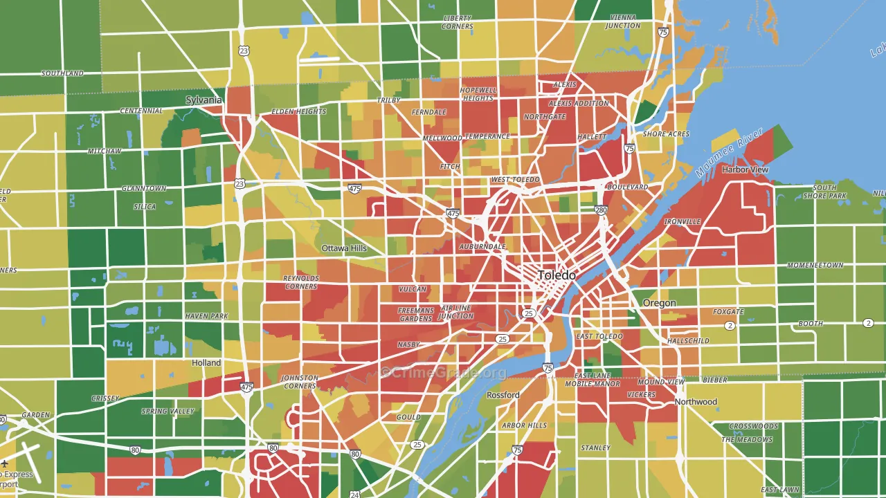 Toledo, OH Map of Theft Rates