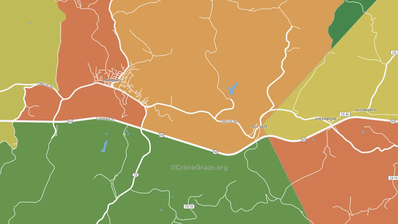 Toll Gate, WV Map of Theft Rates