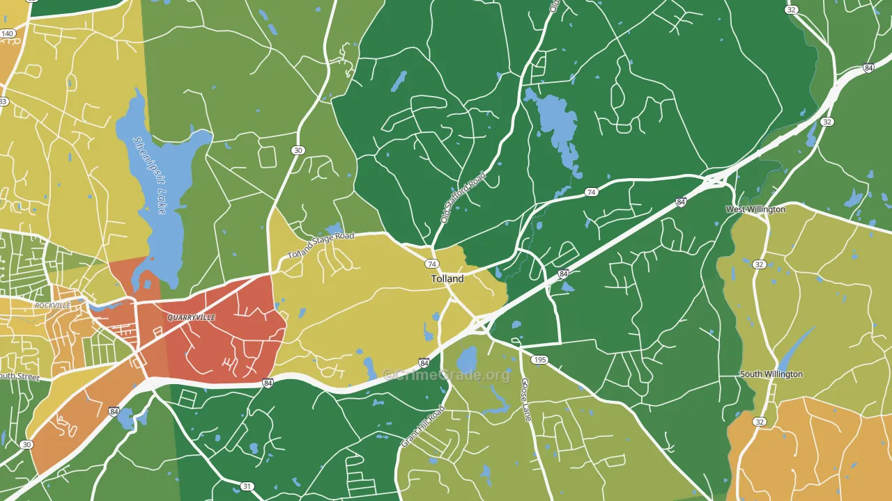 Tolland, CT Map of Theft Rates