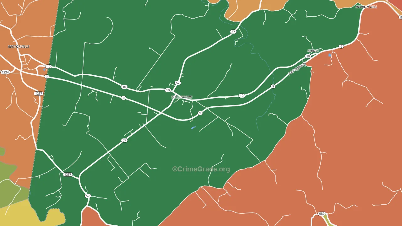 Tollesboro, KY Map of Theft Rates
