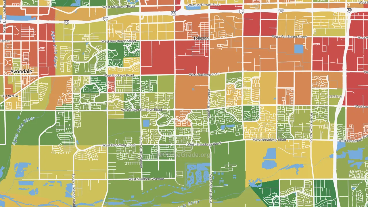 Tolleson, AZ Map of Theft Rates