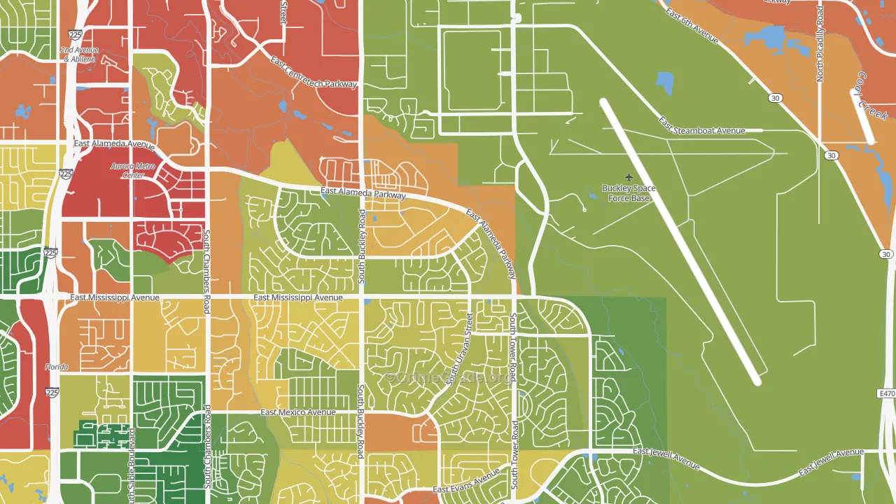 Tollgate Overlook, Aurora, CO Map of Theft Rates