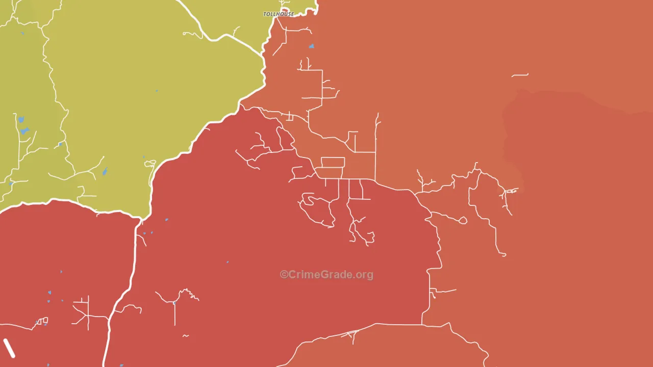 Tollhouse, CA Map of Theft Rates
