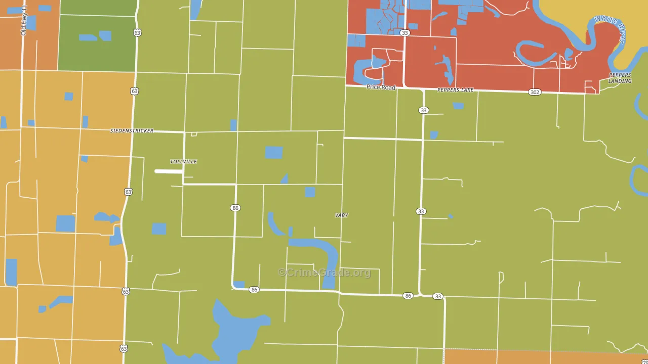 Tollville, AR Map of Theft Rates