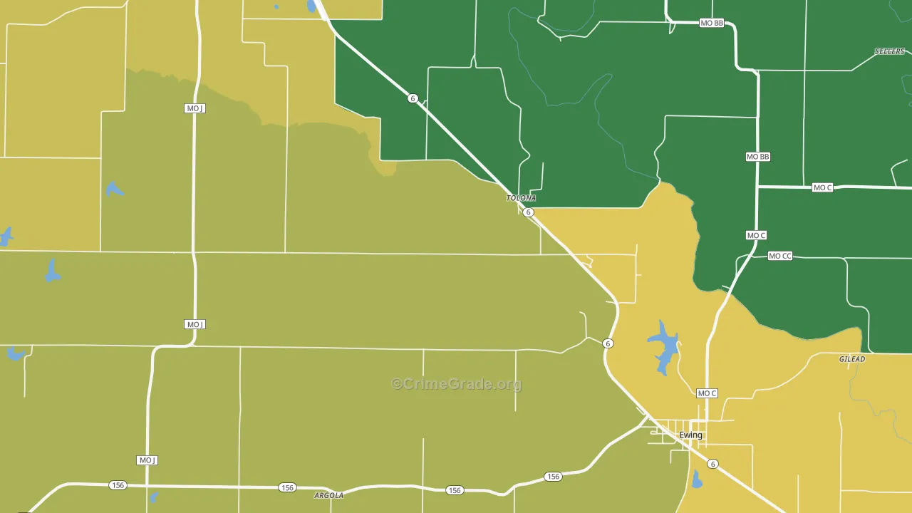 Tolona, MO Map of Theft Rates