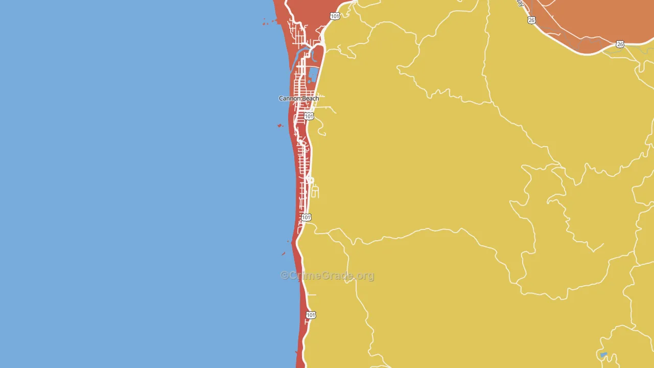 Tolovana Park, OR Map of Theft Rates