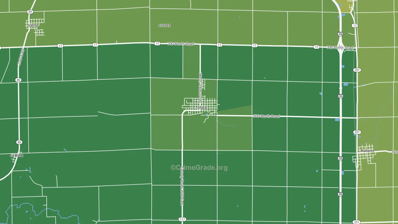 Toluca, IL Map of Theft Rates