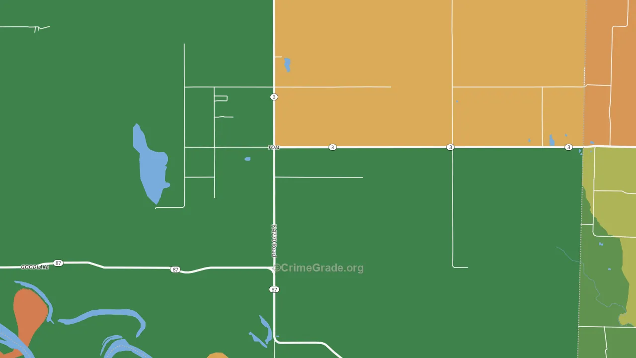 Tom, OK Map of Theft Rates