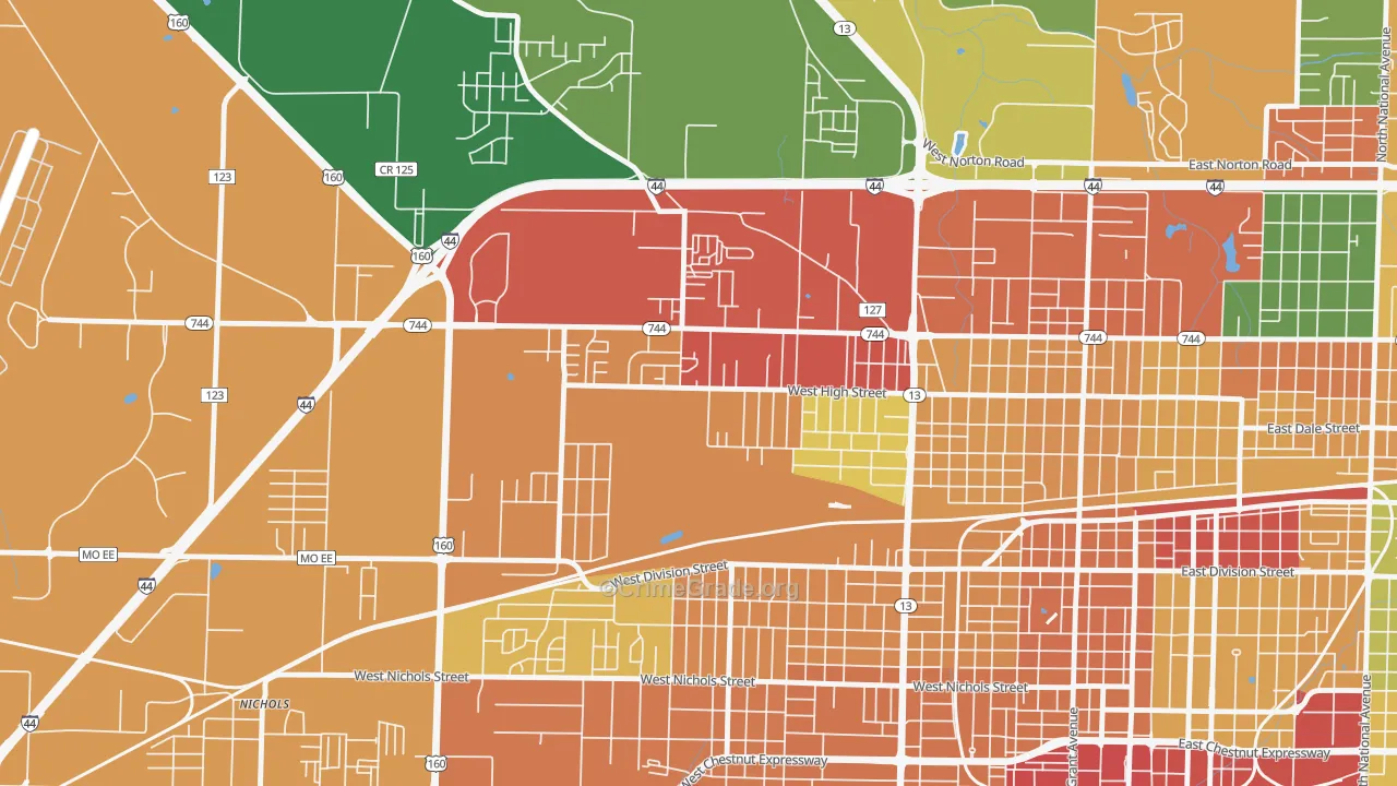 Tom Watkins, Springfield, MO Map of Theft Rates