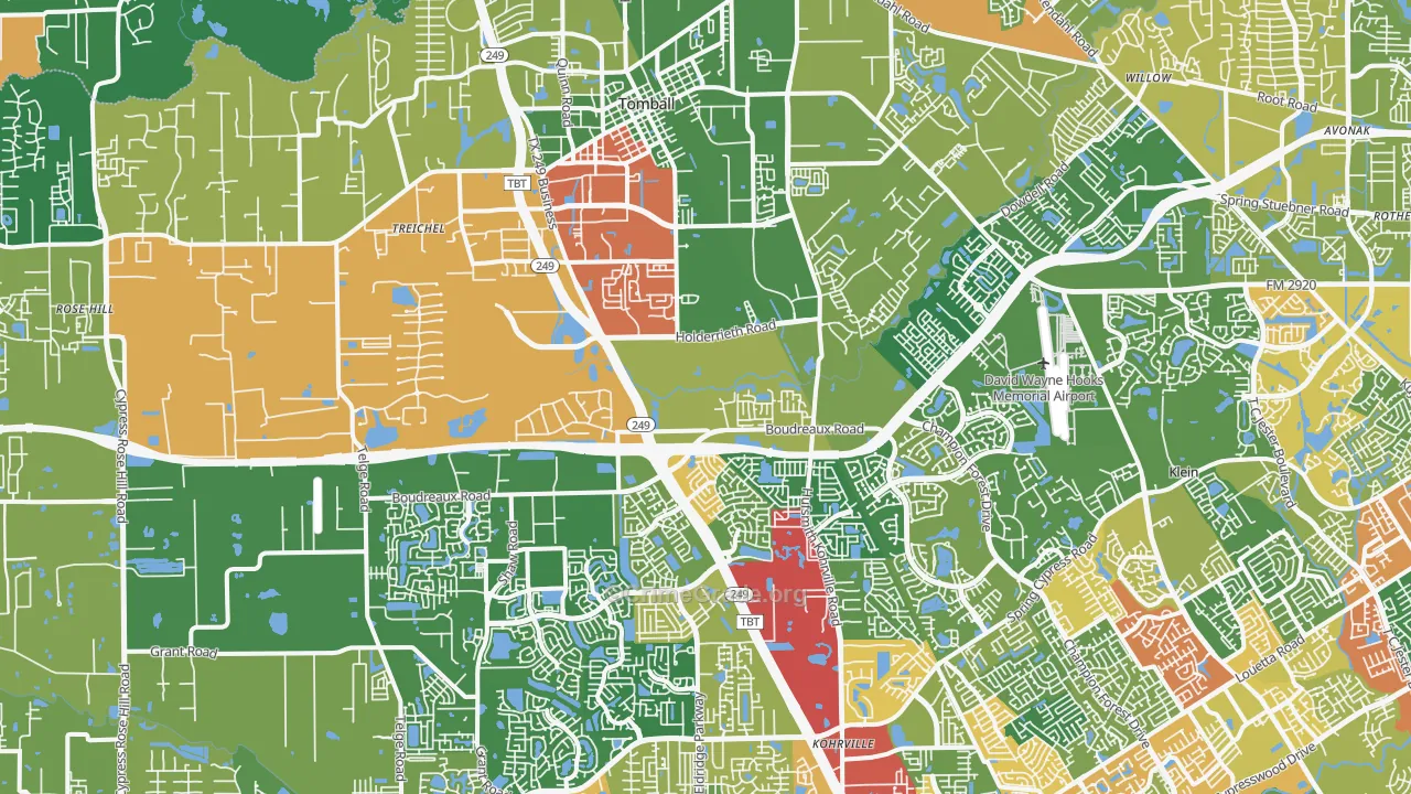 Tomball, TX Map of Theft Rates