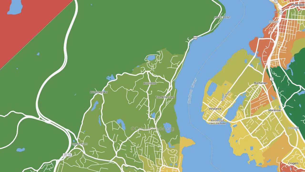 Tomkins Cove, NY Map of Theft Rates