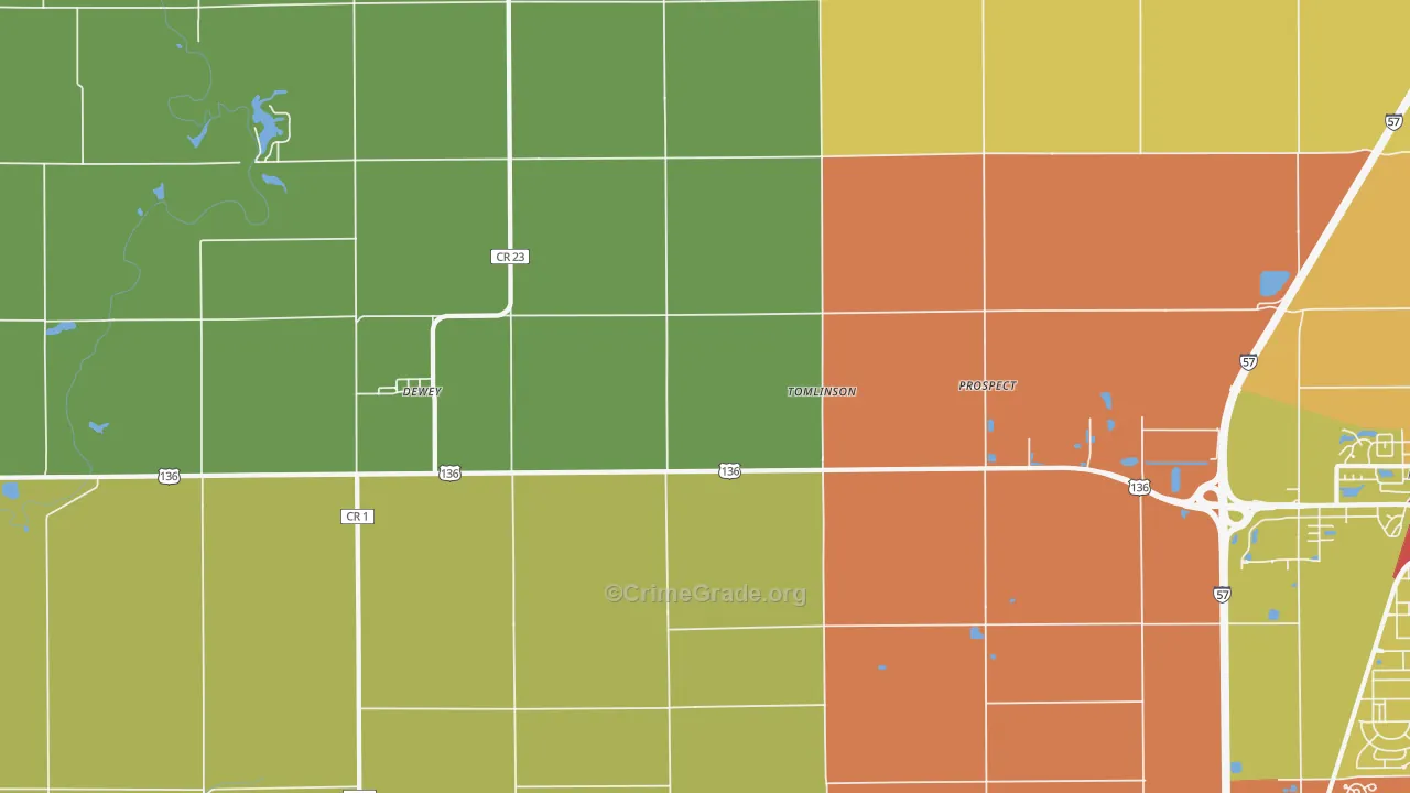 Tomlinson, IL Map of Theft Rates