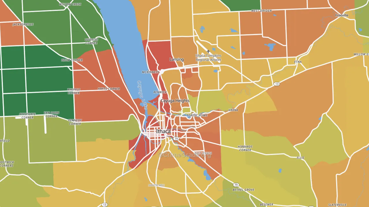 Tompkins County, NY Map of Theft Rates