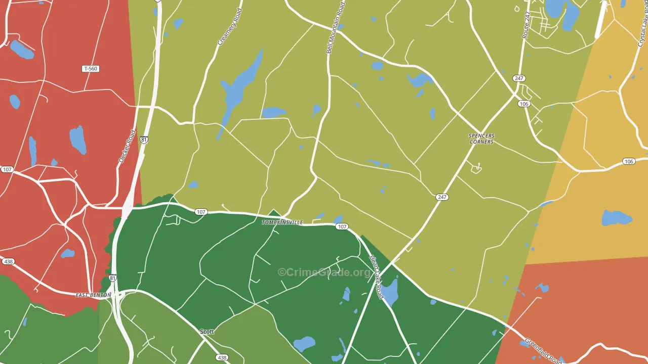 Tompkinsville, PA Map of Theft Rates