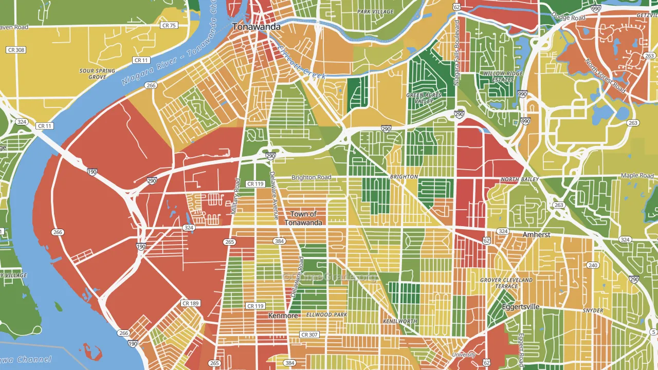 Tonawanda, NY Map of Theft Rates