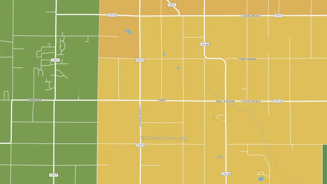 Tonet, WI Map of Theft Rates