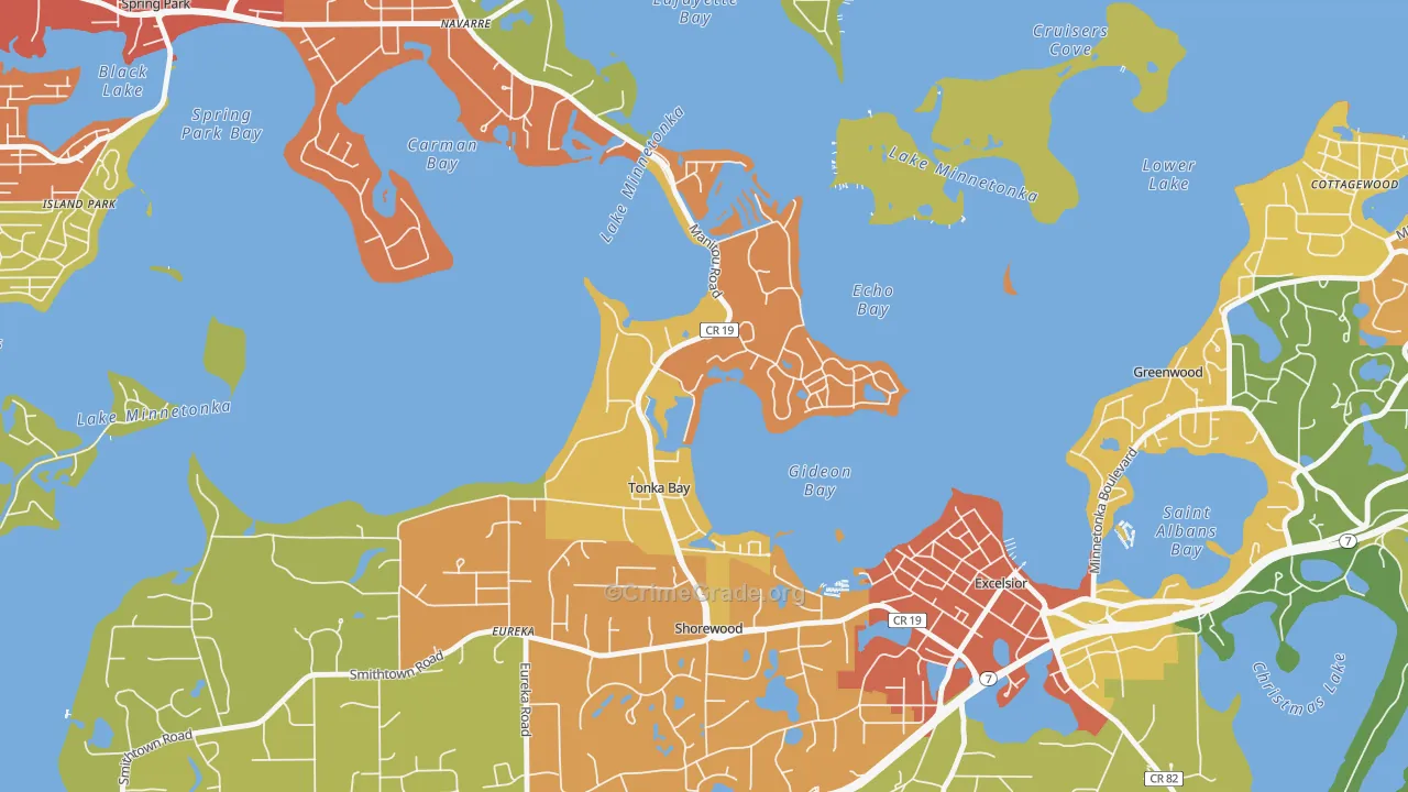 Tonka Bay, MN Map of Theft Rates