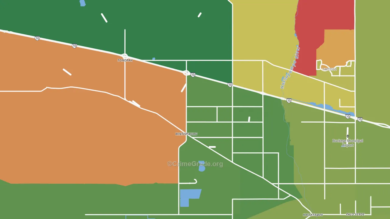 Tonopah, AZ Map of Theft Rates
