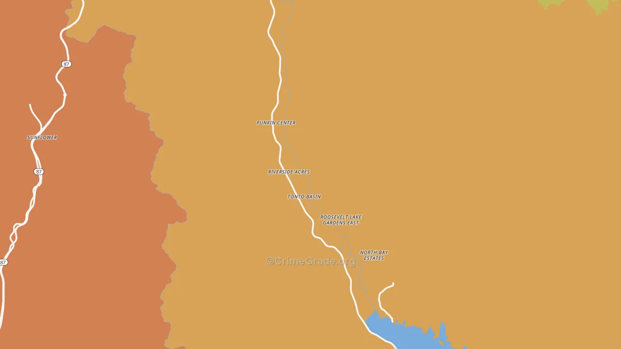 Tonto Basin, AZ Map of Theft Rates