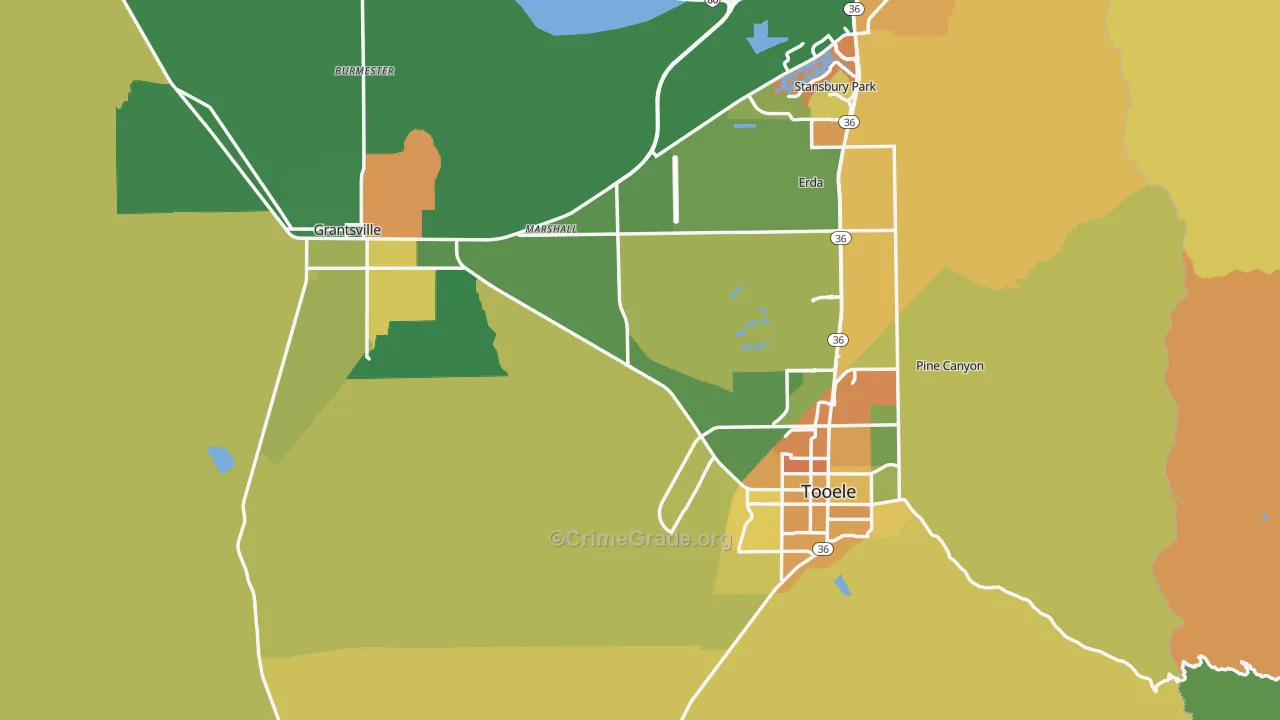 Tooele County, UT Map of Theft Rates