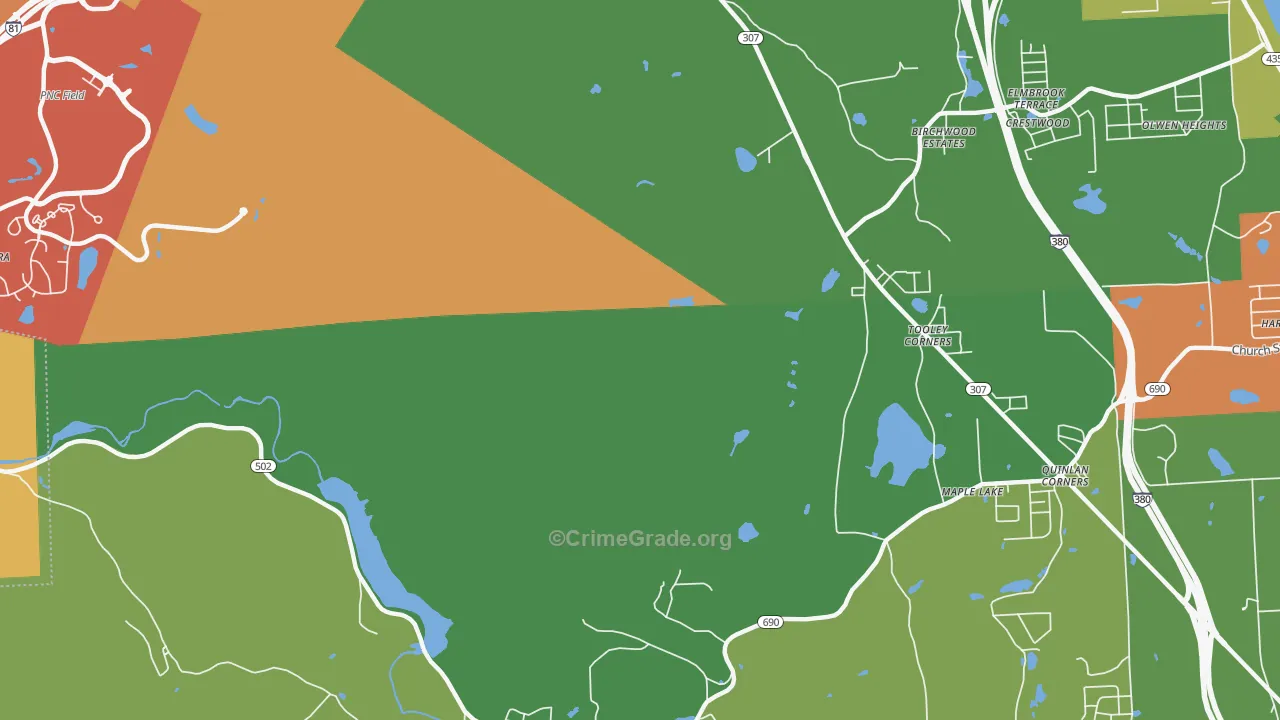 Tooley Corners, PA Map of Theft Rates