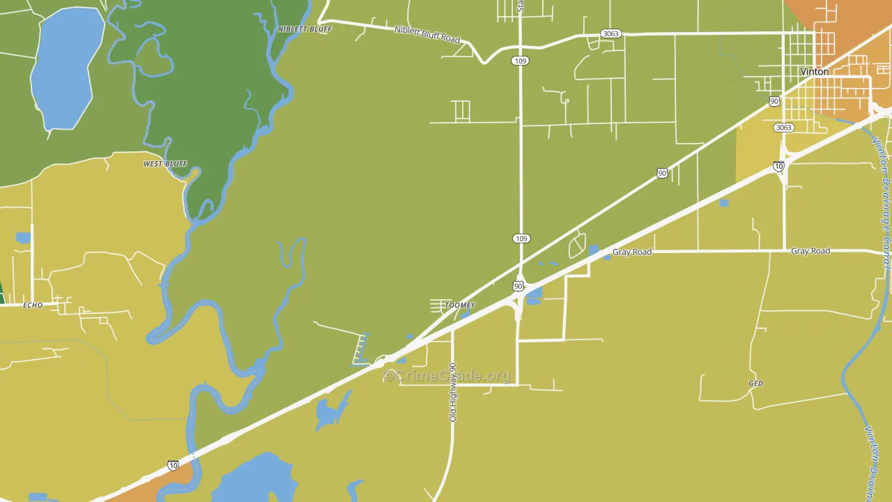 Toomey, LA Map of Theft Rates
