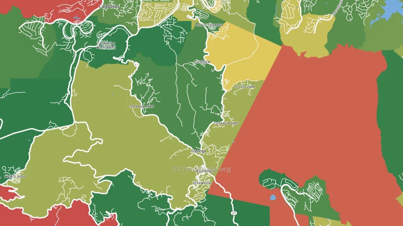 Topanga, CA Map of Theft Rates