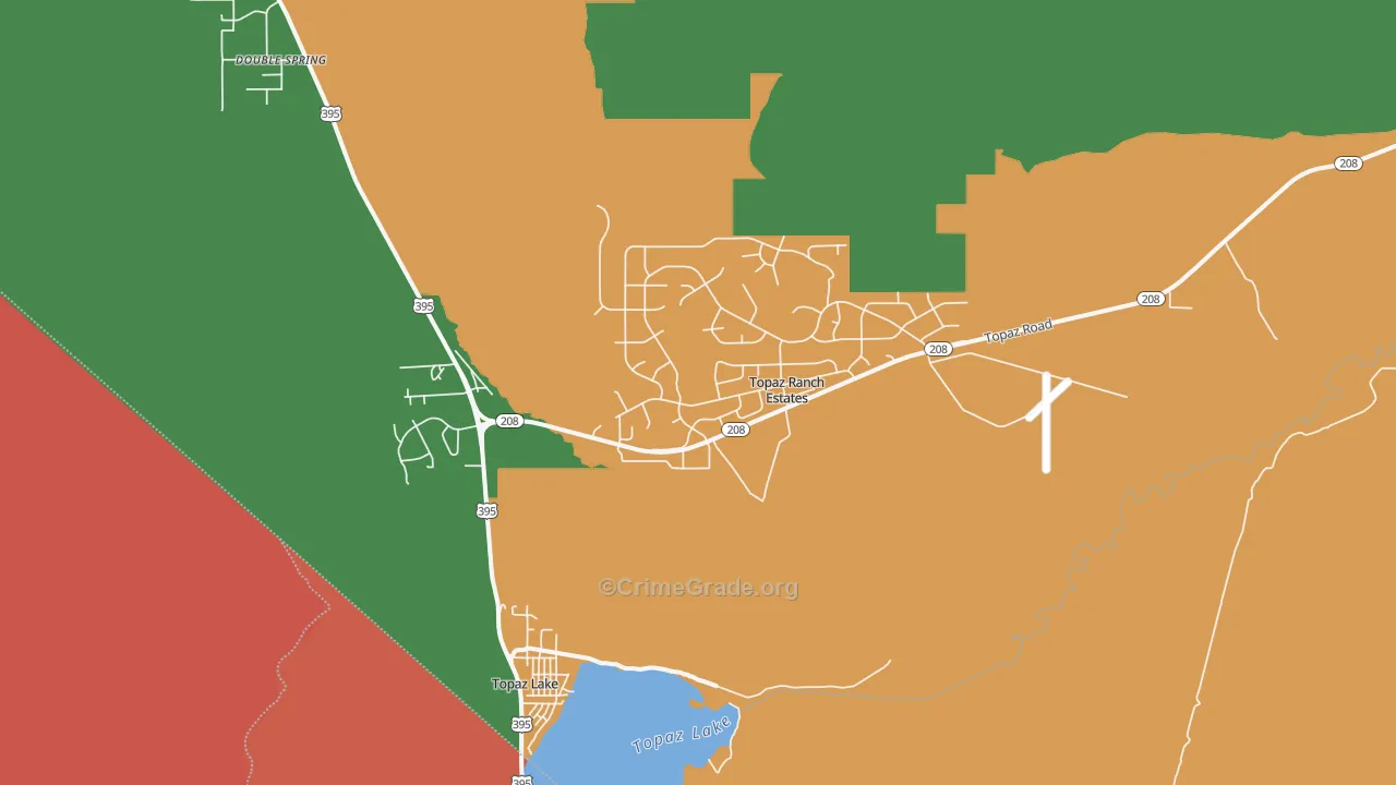 Topaz Lake, NV Map of Theft Rates