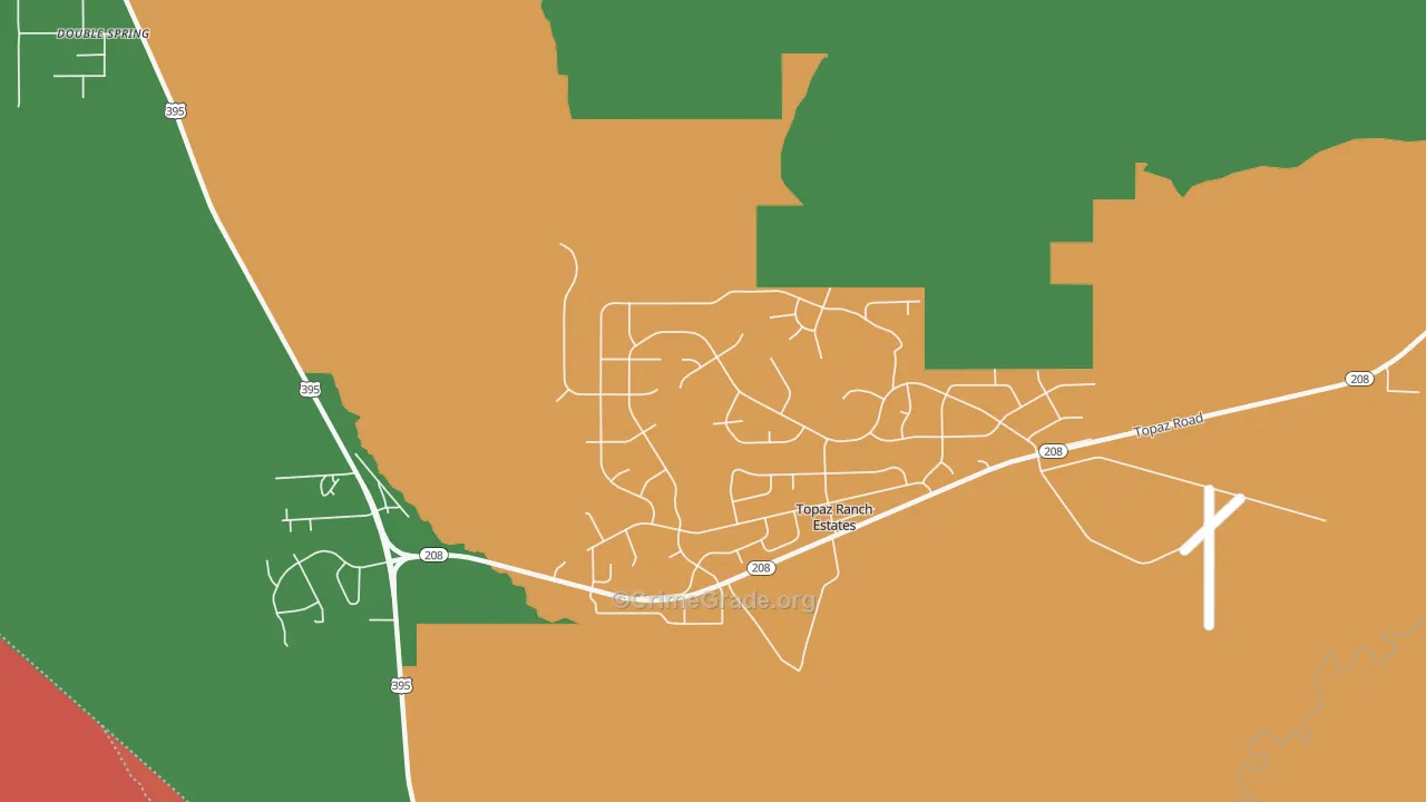 Topaz Ranch Estates, NV Map of Theft Rates