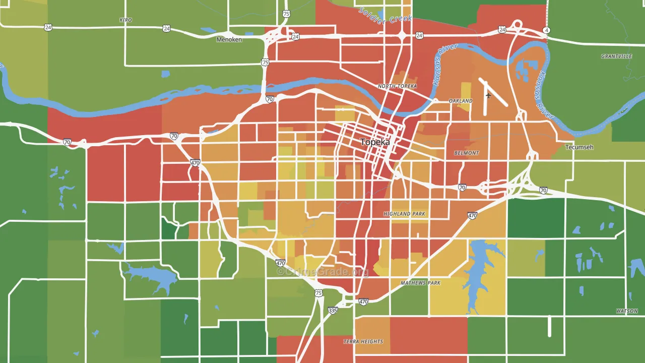 Topeka, KS Map of Theft Rates