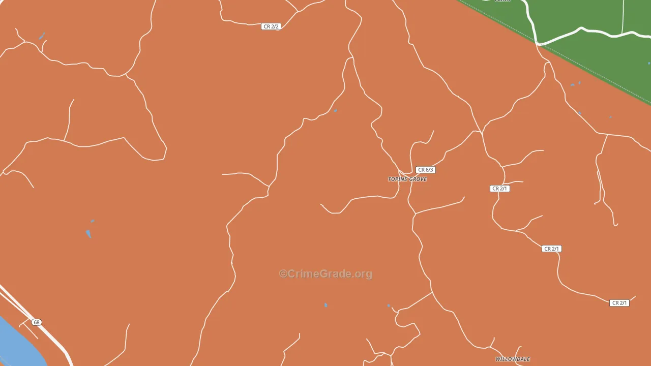 Topins Grove, WV Map of Theft Rates