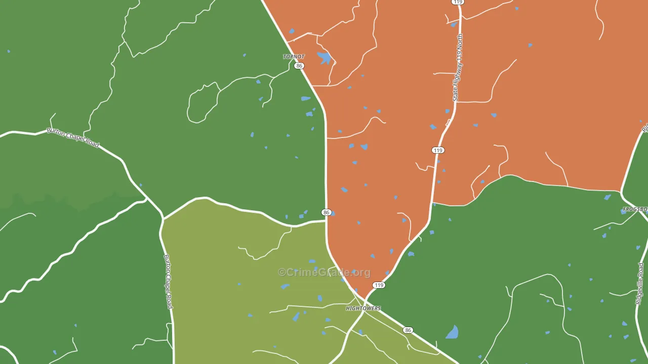 Topnot, NC Map of Theft Rates