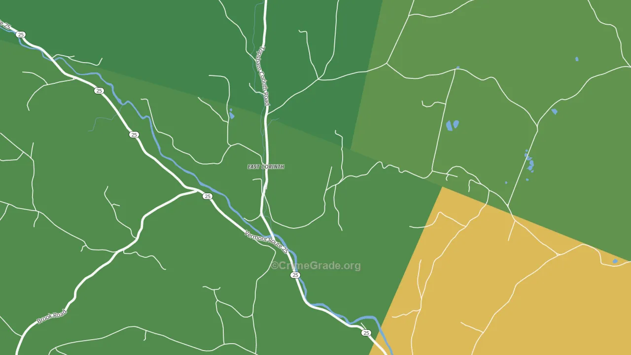Topsham Four Corners, VT Map of Theft Rates