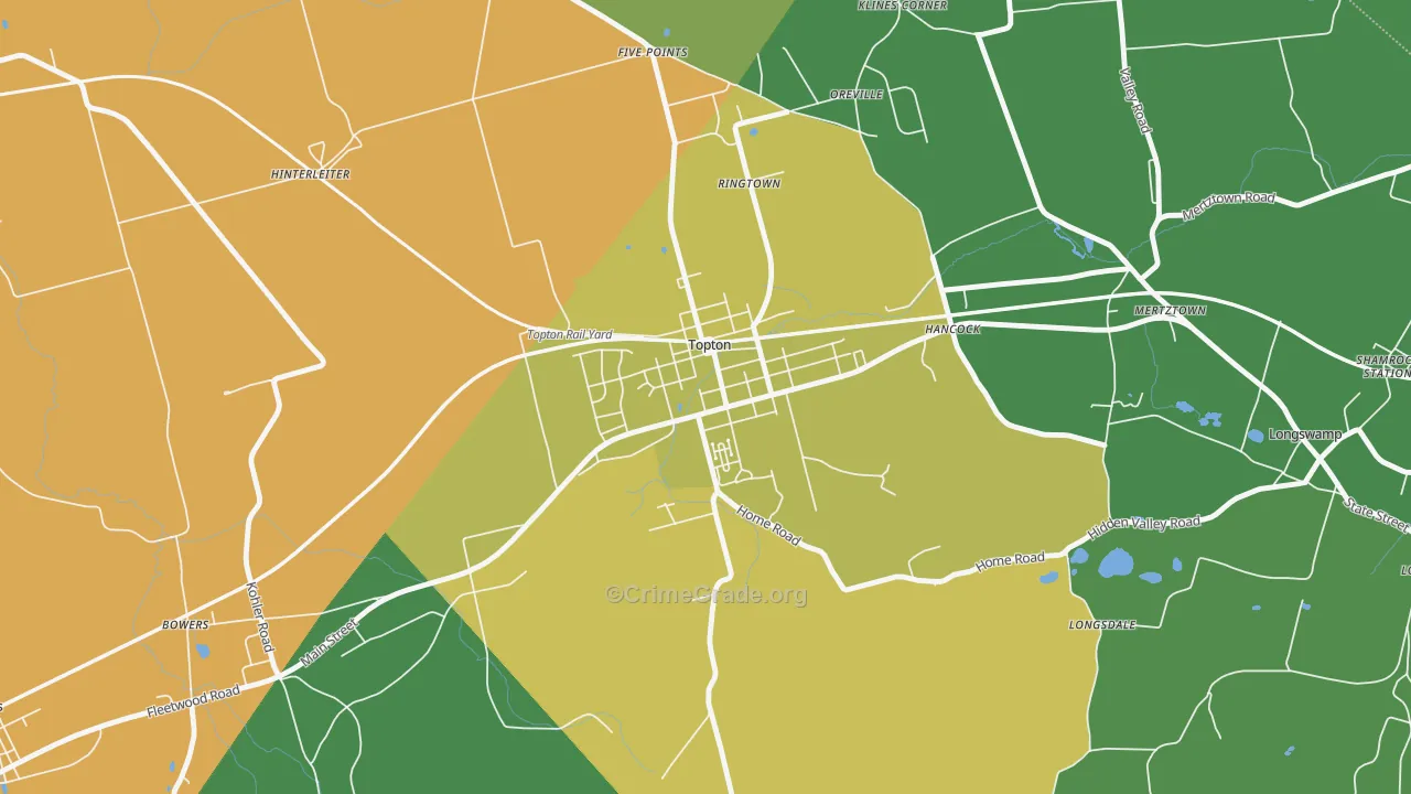Topton, PA Map of Theft Rates